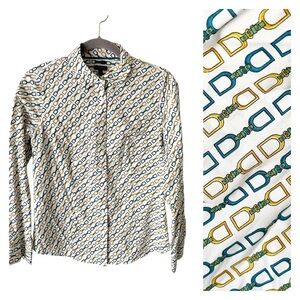 Talbots Top Women's 6 Horse Bit Button Down Equestrian Preppy Old Money